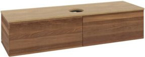 V&B Waschtischunterschrank Antao mit integrierter LED-Beleuchtung, Wandmontage, Farbe Warm Walnut, B: 160 cm, T: 50 cm - Bild 1