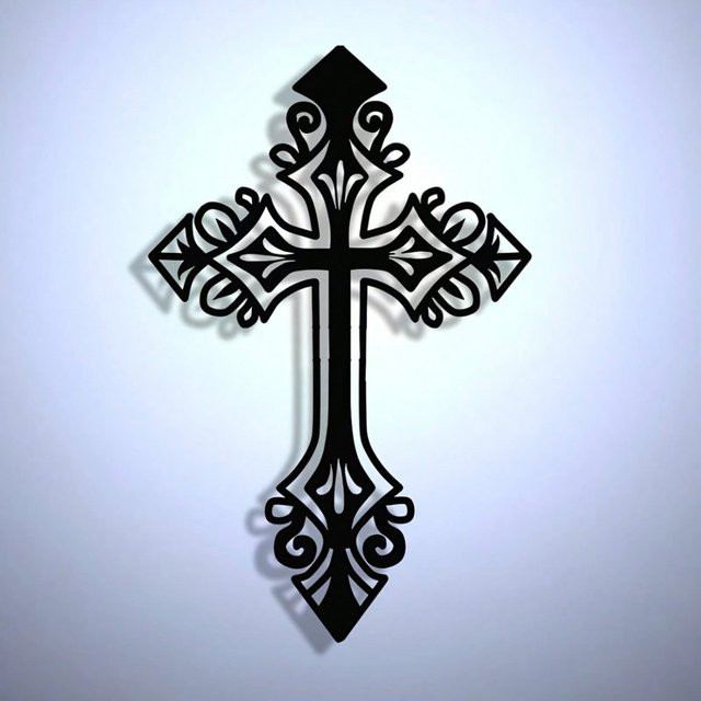 CIFBUY Wanddekoration Vintage Metall-Kreuz in Schwarz mit antikem Design und ausgehöhlter Optik - Bild 1