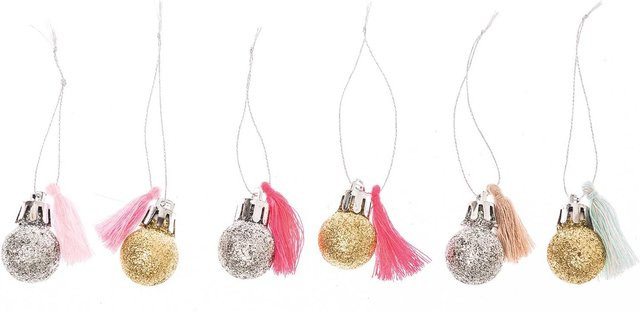 Rico Design Mini-Kugel-Anhänger in Neon-Pastell, 6 Stück Weihnachtsbaumschmuck aus Kunststoff - Bild 1