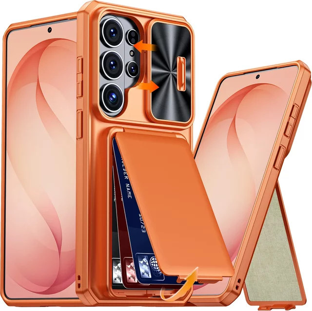 Stoßfeste Samsung Galaxy S26 Ultra Handyhülle mit Kamerahalter und vollständiger Abdeckung aus TPU in Orange - Bild 1