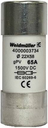 Weidmüller Feinsicherung FUSE WSFL 22X58 65A 1K5V GPV in Silber, 10 Stück - Bild 1