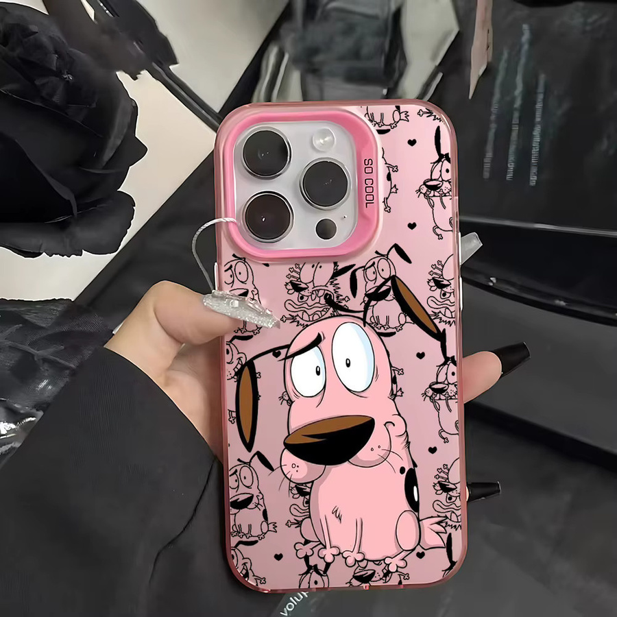 Samsung Galaxy S26 S25 S24 S23 S22 S21 Ultra Plus Handyhülle Courageous Cowardly Dog Matte Anti-Fall Schutzhülle in Pink - Bild 2