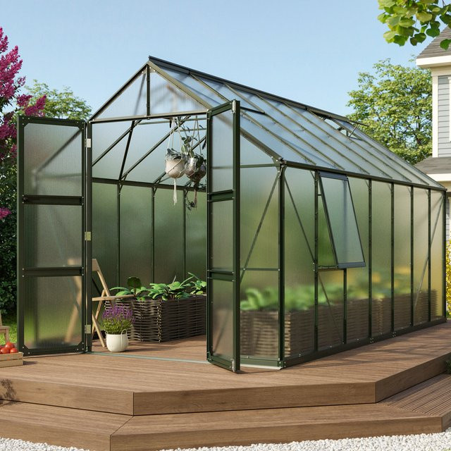 Vitavia Gewächshaus Olymp 11500 in Smaragdgrün mit 11,5 m² Fläche, Polycarbonat-Platten und Fundamentrahmen - Bild 1