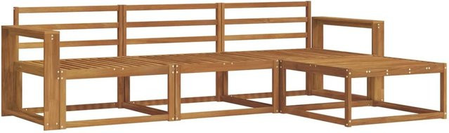 vidaXL Outdoor-Sofagarnitur 4-teilig aus Massivholz Akazie in Braun, L-Form mit Hocker und Armlehnen - Bild 1