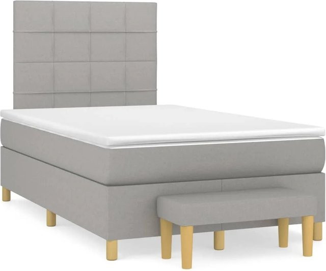 vidaXL Boxspringbett mit Matratze Hybrid-Design in Grau und Weiß, B/T/H: 120 x 200 x 128 cm - Bild 1