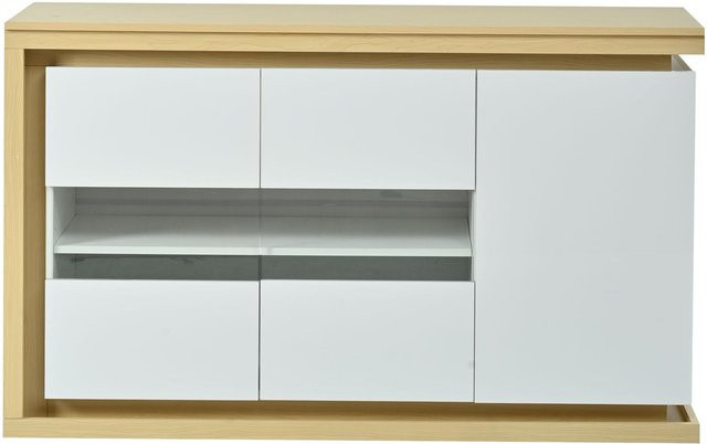 Modernes Sideboard in Weiß mit integrierter Beleuchtung, B/T/H: 140 x 40 x 84 cm - Bild 1