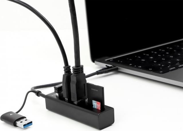 Delock USB-Hub 3.2 Gen 1 mit 3 USB-A Ports sowie SD und Micro SD Card Reader, USB-C Anschluss, Schwarz - Bild 2