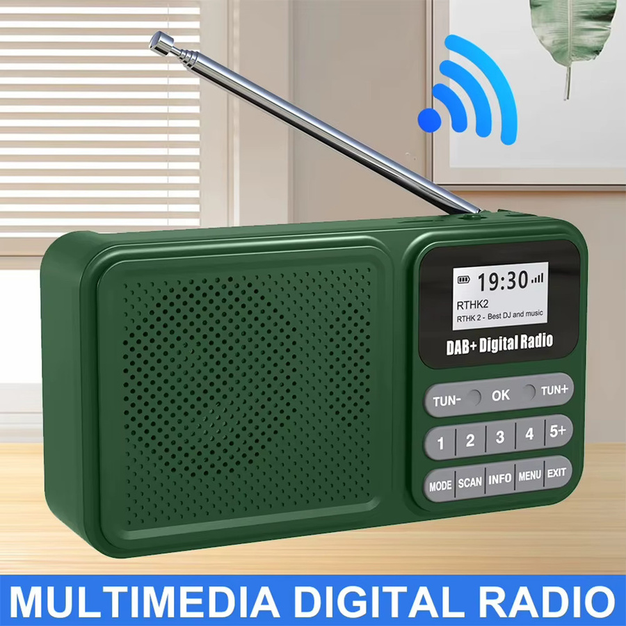 VODOOL Tragbares DAB+ Digitalradio mit Bluetooth und Solarbetrieb in Grün, FM UKW, MP3-Wiedergabe via U-Disk und TF-Karte mit LCD-Display - Bild 3