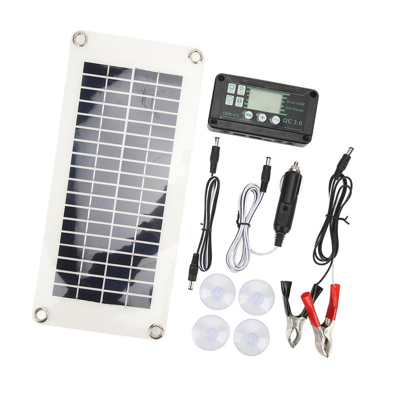 Aneng Solarmodul Kit 30W Polysilizium PET Batterieladegerät mit 50A Ladespannungsregler in Grau und Schwarz - Bild 2