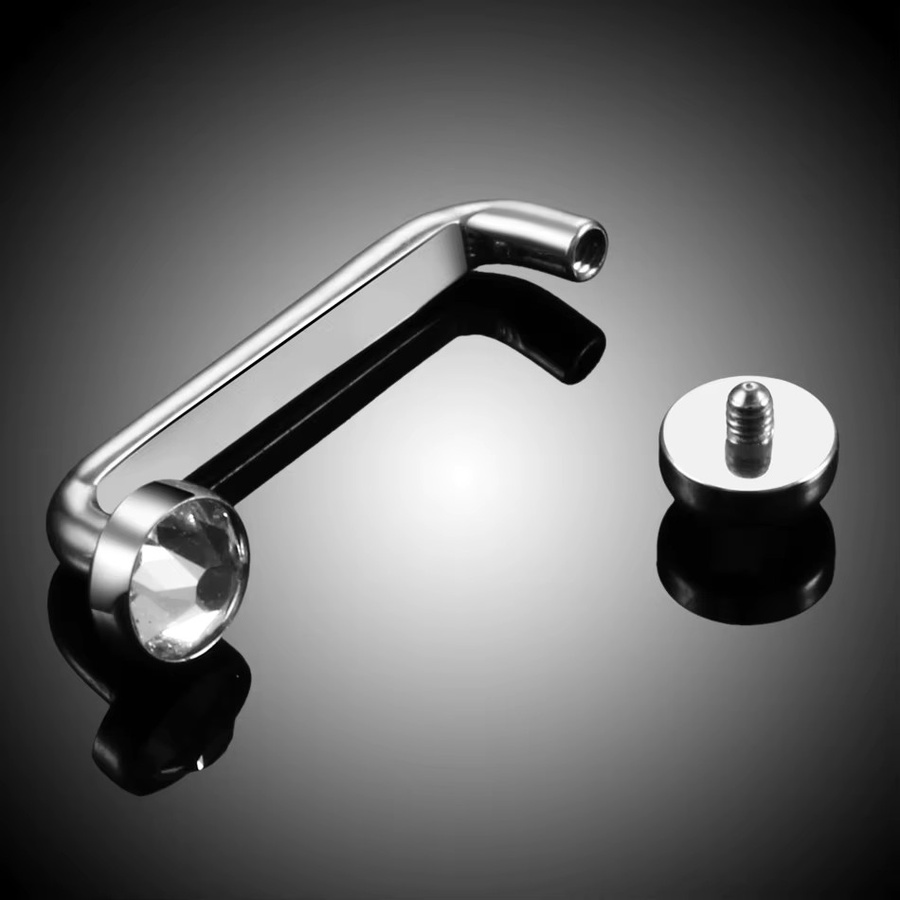SWANJO Mikrodermale Piercing Barbell, Titan, Kristall, Silber, Unisex - Bild 2