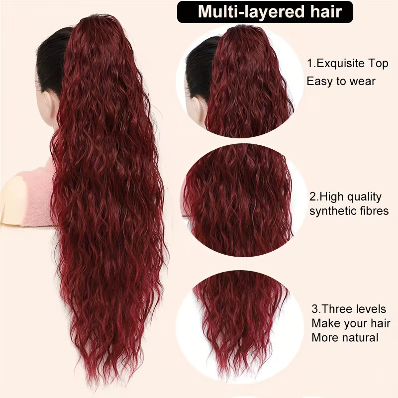 Manetique Haarteil Pferdeschwanz, gewellt, synthetisch, rot Burgund, Damen - Bild 3