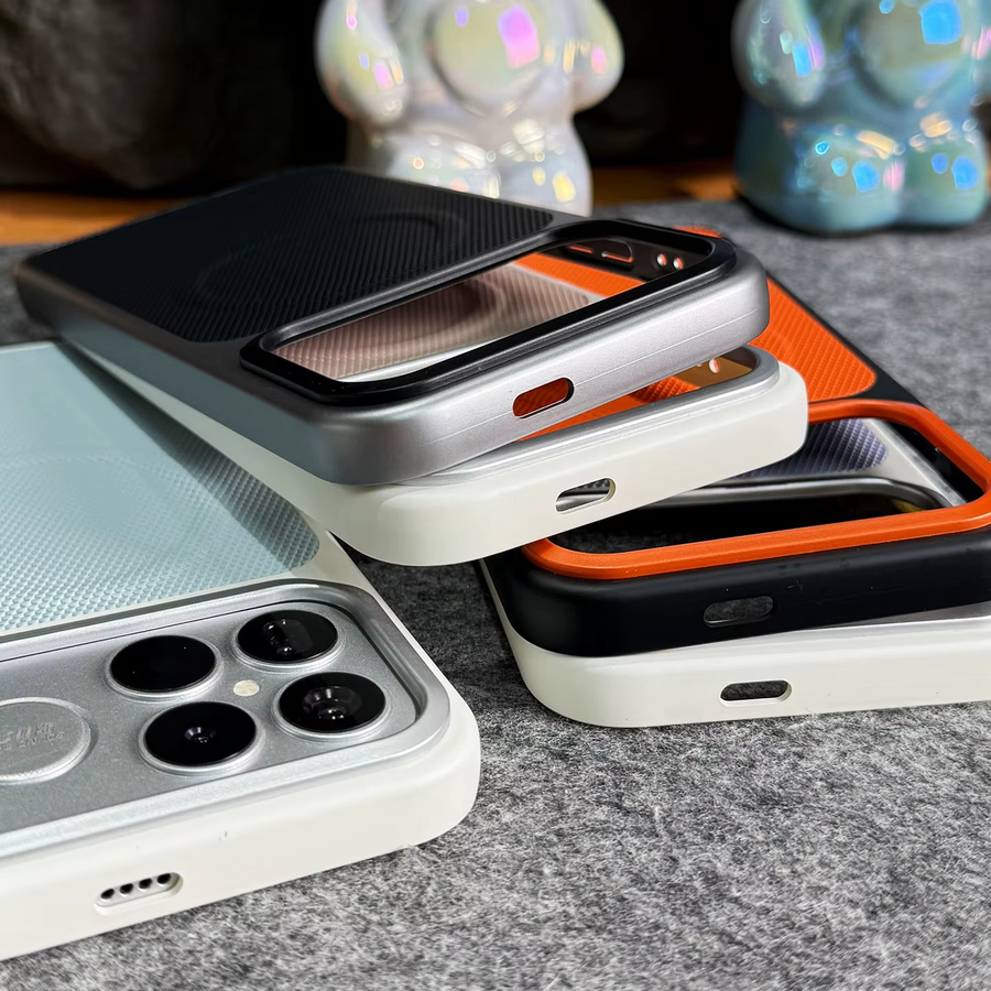 Luxuriöse Business-Hülle mit Dreieckstextur aus PU-Leder und Hart-PC für Xiaomi POCO F8 Ultra Mi 17 Pro Max in Schwarz mit magnetischer kabelloser Ladeabdeckung - Bild 2