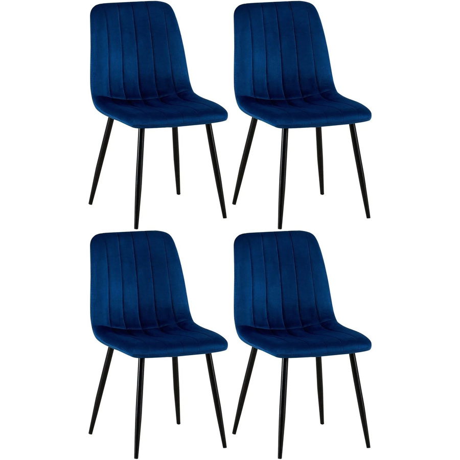 4er Set Esszimmerstühle DELUKE LENZ aus Samt in Blau mit Metallgestell, H x B x T: 88 x 45 x 53 cm - Bild 2