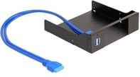 Delock Metall Einbaurahmen für Slim Bay Wechselrahmen, USB-A Erweiterungskarte, Schwarz - Bild 1