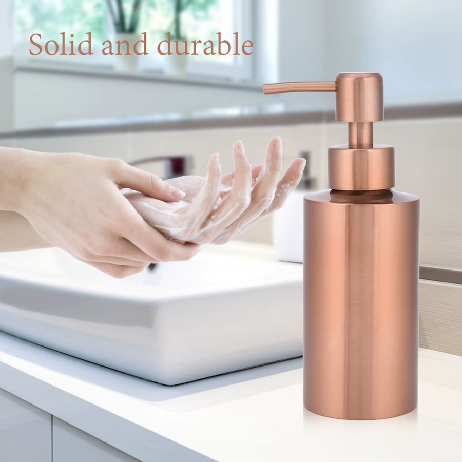 Aramox Flüssigseifenspender aus Edelstahl in Silber mit Handpumpe für Küche und Badezimmer, 250 ml - Bild 2