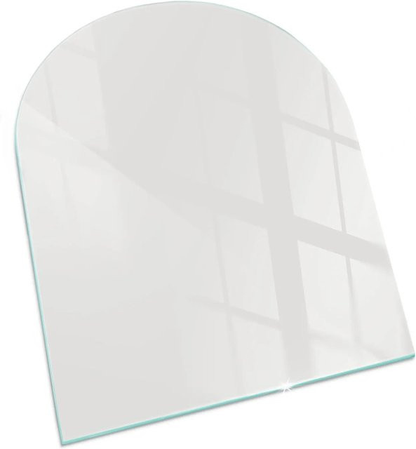 Tulup Glasplatte für Kamin in Grau, Halbkreis, B: 80 cm, T: 70 cm - Bild 1