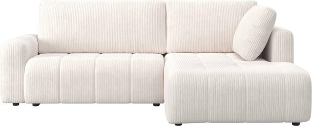 Bessagi Home Wohnlandschaft Gia in Weiß mit Cord-Bezug und Schlaffunktion, L-Form, Breite: 261 cm - Bild 1