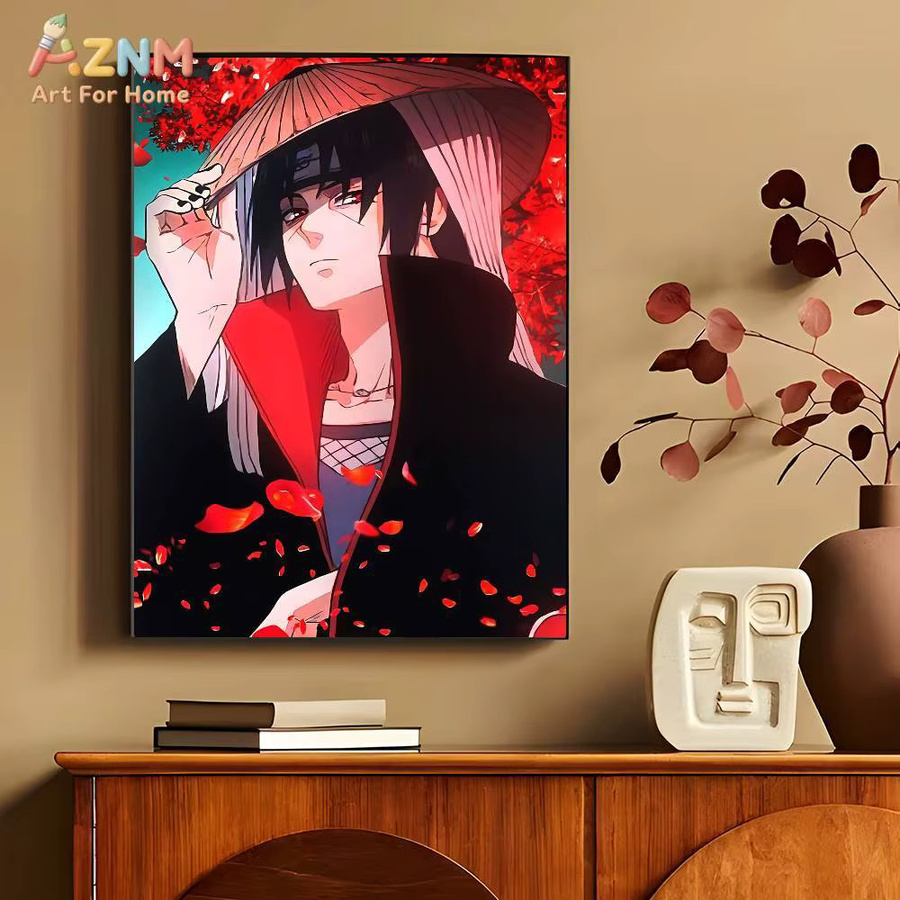 Kayou Naruto Uchiha Itachi Sharingan und Crow Anime-Leinwandgemälde, Wandkunst Poster in Mehrfarbig - Bild 5