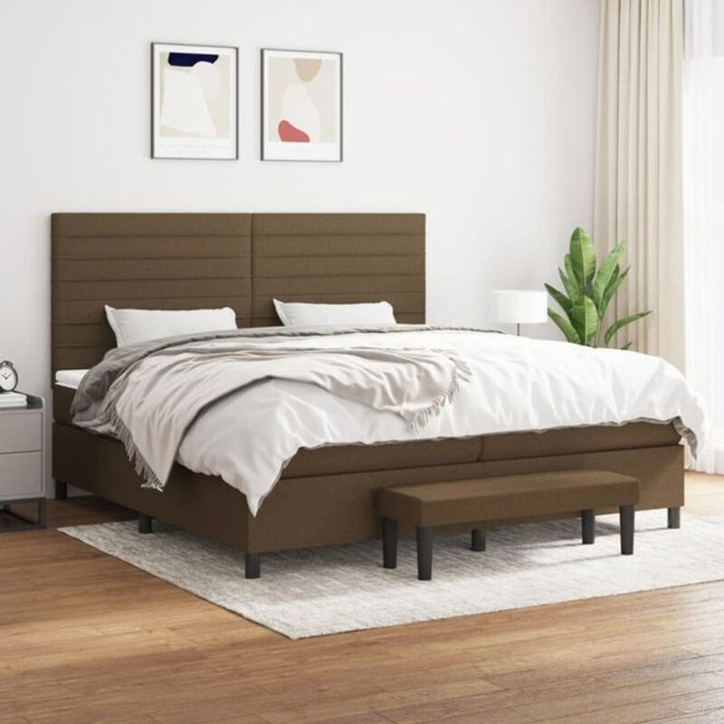 vidaxl Boxspringbett mit Matratze in Braun aus Stoff, B/T/H: 200 x 200 x 200 cm - Bild 1