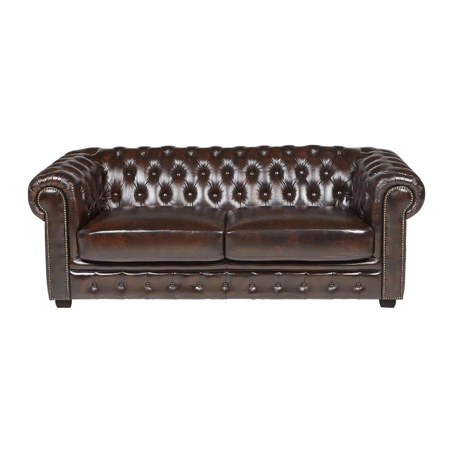 Vente-unique Chesterfield Sofa Brenton aus Leder in Schokobraun mit Punksteppung, Breite: 201 cm - Bild 2