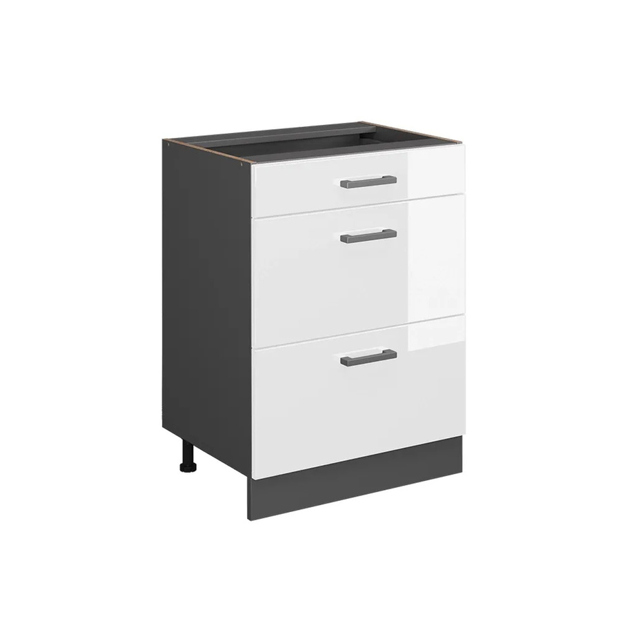 Vicco Küchenunterschrank R-Line Weiß Hochglanz Anthrazit mit Schubladen Breite: 60 cm - Bild 2