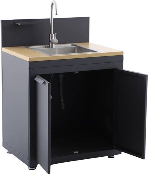 Modernes Küchenelement aus Stahl in Anthrazit, B/H/T: 60 x 110 x 80 cm - Bild 1