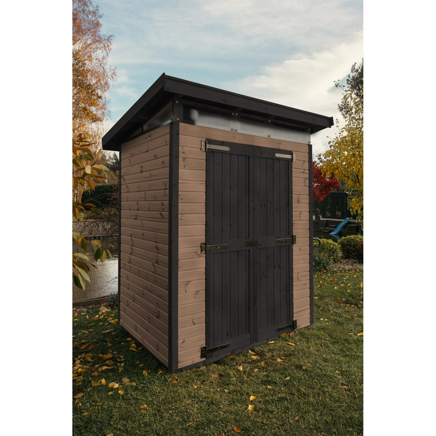 UPYARD Holz-Gartenhaus Strongbox M Braun mit Pultdach und modernem Design, B: 190 cm, T: 76 cm, H: 212 cm - Bild 2