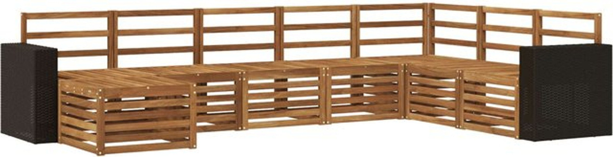 vidaXL Outdoor-Sofagarnitur aus Massivholz Akazie in Braun, 8-teiliges Loungemöbel-Set im modernen und minimalistischen Design, B/T/H: 195,5 x 195,5 x 73 cm - Bild 1
