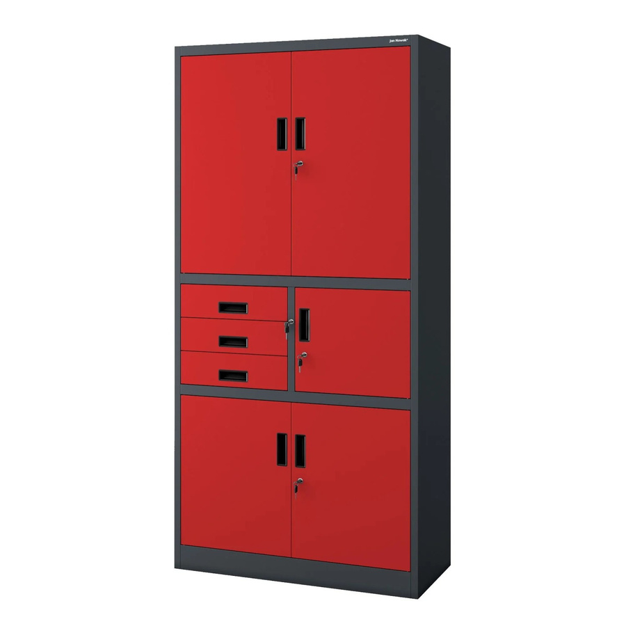 JAN NOWAK Aktenschrank FILIP II mit Schubladen und Tresor in Anthrazit-Rot, B/T/H: 90 x 40 x 185 cm - Bild 2