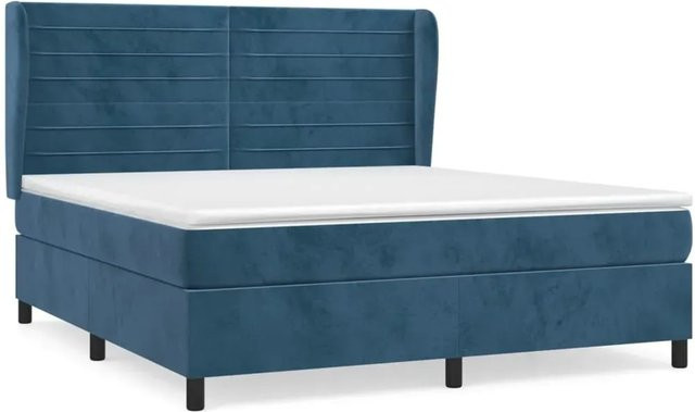 vidaXL Boxspringbett mit Matratze Dunkelblau Samt B/T/H: 160 x 200 x 118 cm - Bild 1