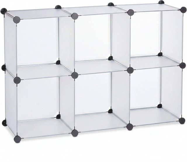 Relaxdays Regalsystem mit 6 Fächern aus Kunststoff in Transparent, Stecksystem, B/T/H: 65 x 32 x 96 cm - Bild 1