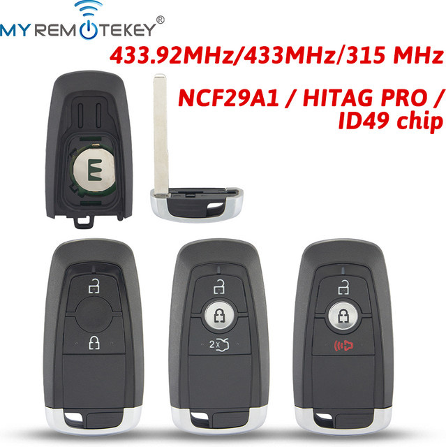 MYREMOTEKEY Smart Auto Schlüsselanhänger Fernbedienung mit ID49 Chip für Ford Ecosport Edge Explorer in Schwarz - Bild 1
