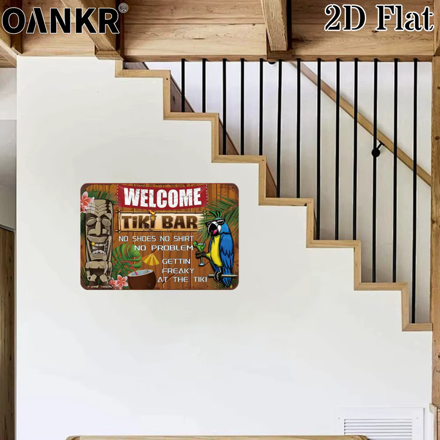 OANKR Vintage Tiki Bar Metallschild mit tropischen Papageien, Wandkunst Deko in Multicolour, B/H: 30,0 x 20,0 cm - Bild 2