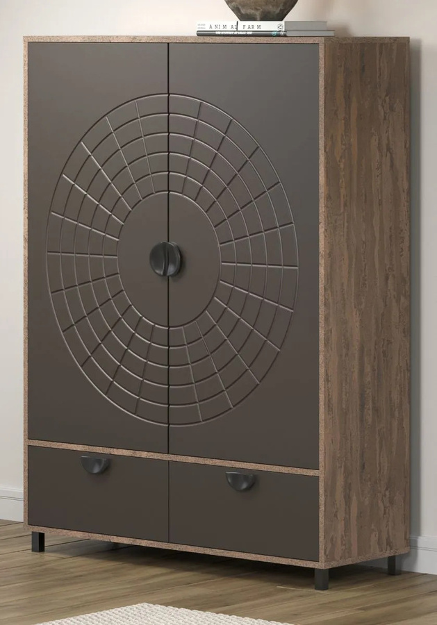 Highboard Oriana in Bronze und Rost, modernes Wohnzimmer-Highboard mit Soft-Close-Türen und Schubladen, B/H: 120 x 163 cm - Bild 1