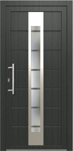 KNOCK Kunststoff-Haustür Robusto in Grau mit Glaseinsatz und Aluminium-Elementen, B: 100,0 cm, H: 200,0 cm - Bild 1