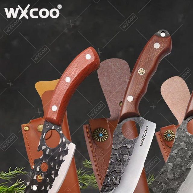 WXCOO Kochmesser aus handgeschmiedetem Edelstahl in Silber mit Holzgriff - Bild 1