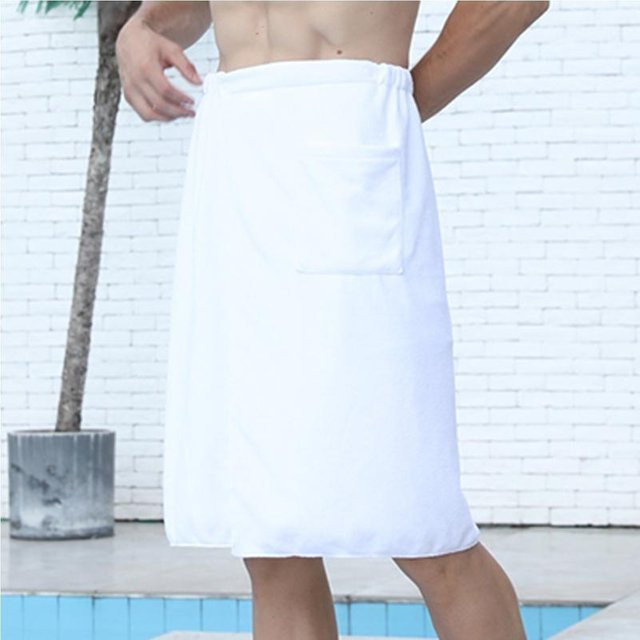 Weiches Mikrofaser Wickelhandtuch für Herren von HaiKouLiJinHaiKeJiYouXianGongSi in Weiß, B: 70 cm, L: 140 cm - Bild 1
