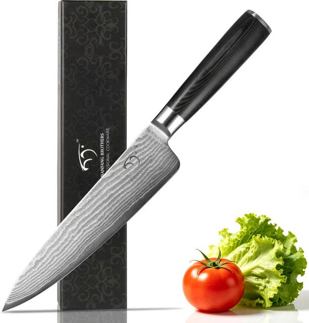 Katisun Damaszener Stahl Kochmesser mit Hochkarbon-Stahlklinge und Pakkaholz-Griff, 8 Zoll (20,32 cm) - Bild 1