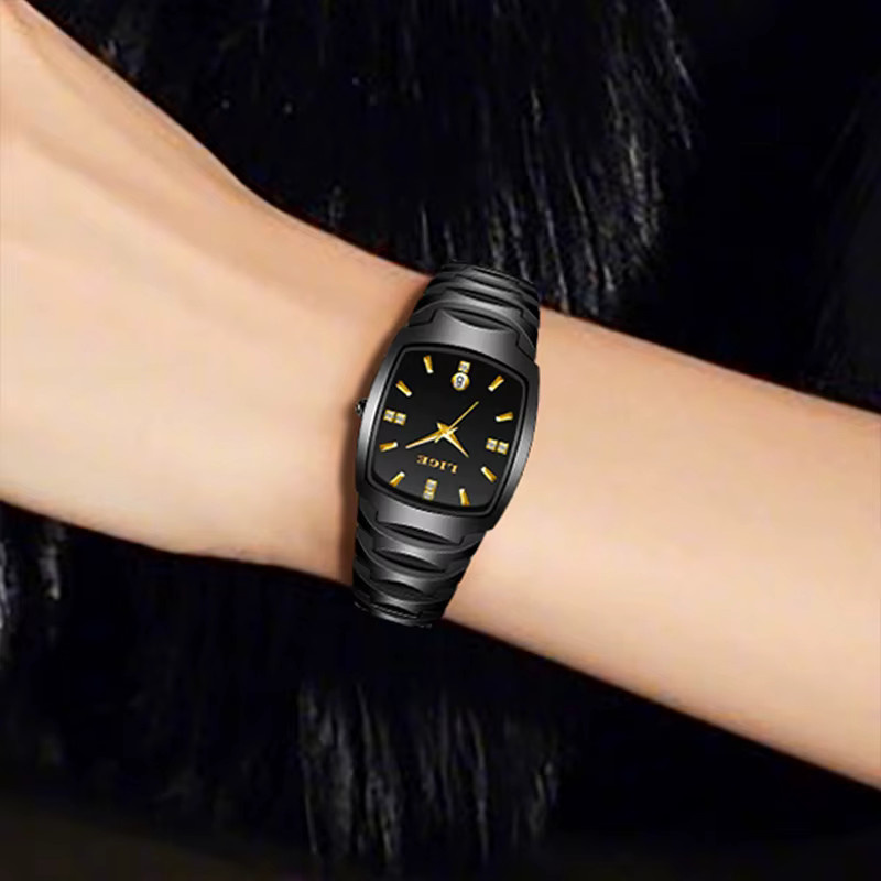LIGE Armbanduhr Keramik, Diamantbesetzt, Quarz, Schwarz, Damen - Bild 2