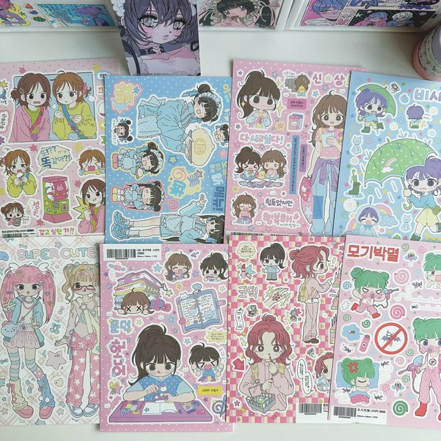 Korea Cartoon Mädchen Aufkleber Set, bunte dekorative Charakter Aufkleber für Tagebuch, Notebook und DIY Sammelalben - Bild 1