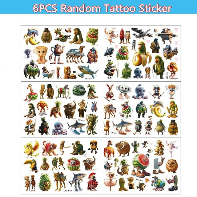 Discover Intime Abstrakte Tung Tung Sahur Tier Tattoo Aufkleber, Temporäre Wasserfeste Tattoos - Bild 1