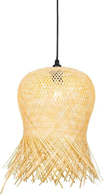 QAZQA Carlos Orientalische Außenhängelampe aus Bambus in Beige, IP44, E27 - Bild 1