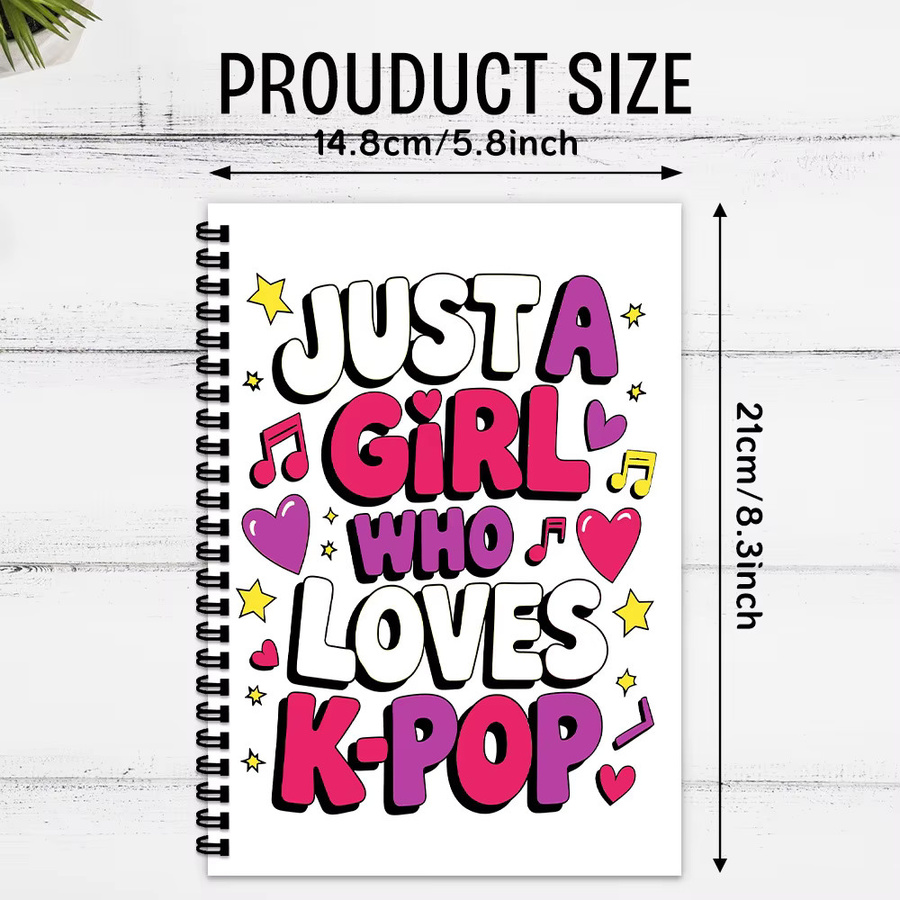 Spiral-Notizbuch im K-POP-Stil mit Sternen- und Herz-Motiv, A5, Softcover, liniertes Papier, Multicolour - Bild 3