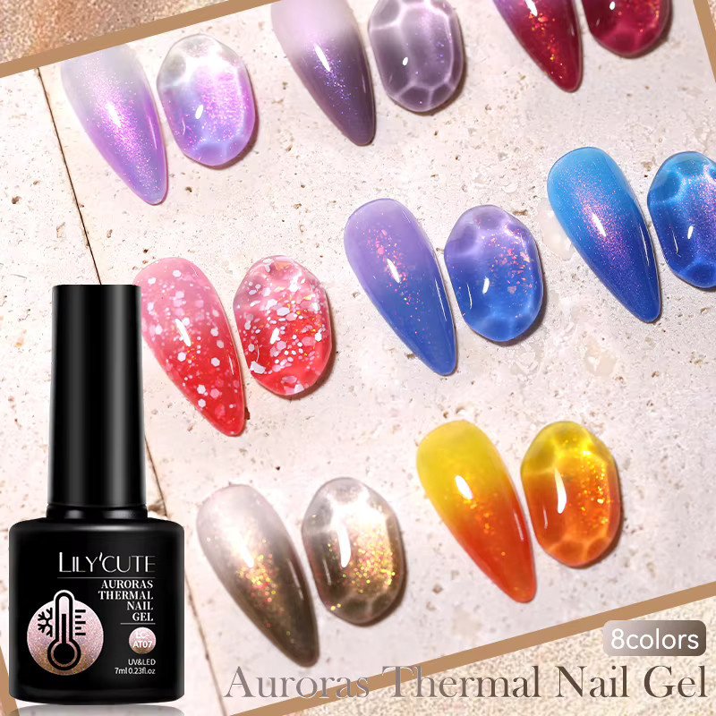 LILYCUTE Auroras Glitter Thermal Gel Nagellack, 7 ml - Bild 5