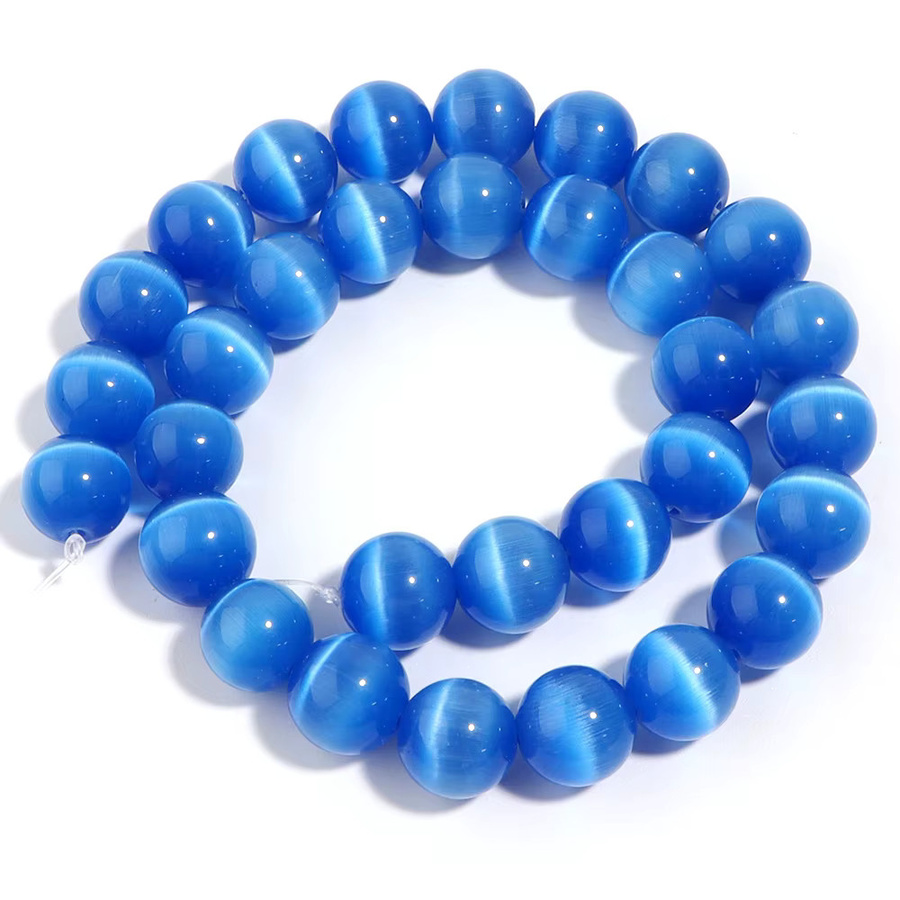 lingsai Perlen Cat Eye Opal Naturstein, Dunkelblau, Unisex - Bild 3