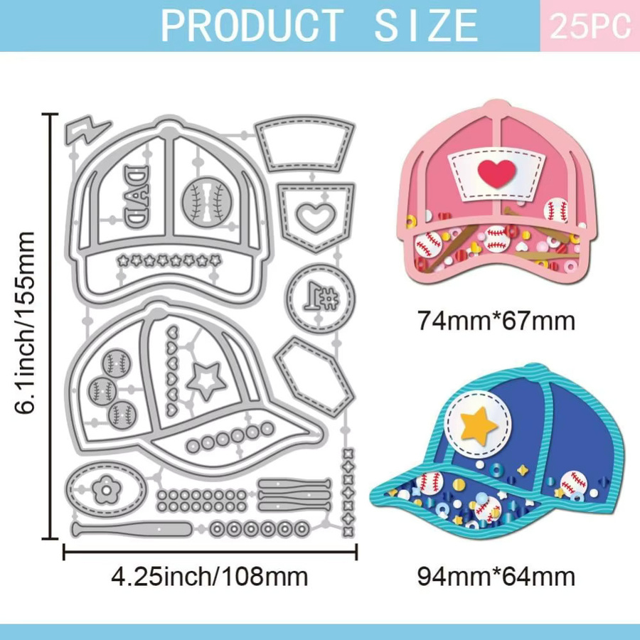 Metall-Stanzform Baseballkappe für Scrapbooking und Basteln - Bild 2