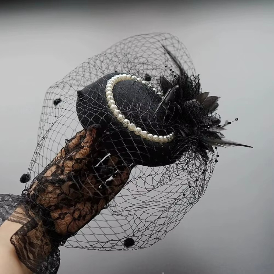 Fascinator Pillbox Hut, Perle, Blume, Damen - Bild 1