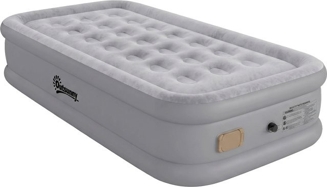 Outsunny Selbstaufblasende Luftmatratze für 1 Person mit integrierter elektrischer Pumpe, grau, B/T/H: 190 x 97 x 39 cm - Bild 1