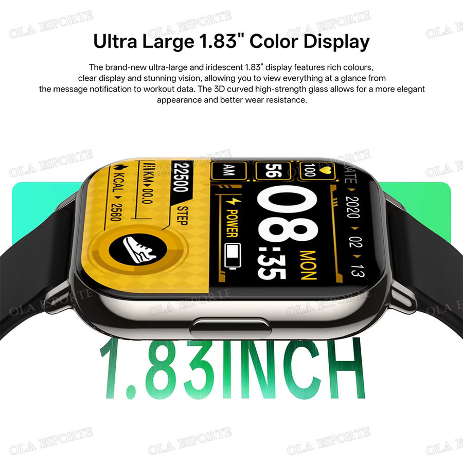 Ola Esporte Smartwatch in Schwarz mit Herzfrequenz-, Blutsauerstoff- und Blutdruckmessung, Schlafüberwachung, Bluetooth-Anruffunktion und Sprachassistent - Bild 5