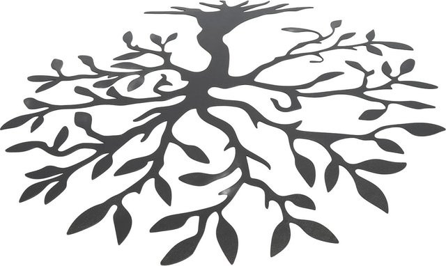 Tooarts Lebensbaum Wandkunst aus Metall in Schwarz und Grau, florale Wanddekoration für dein Wohnzimmer, Durchmesser: 30 cm - Bild 1